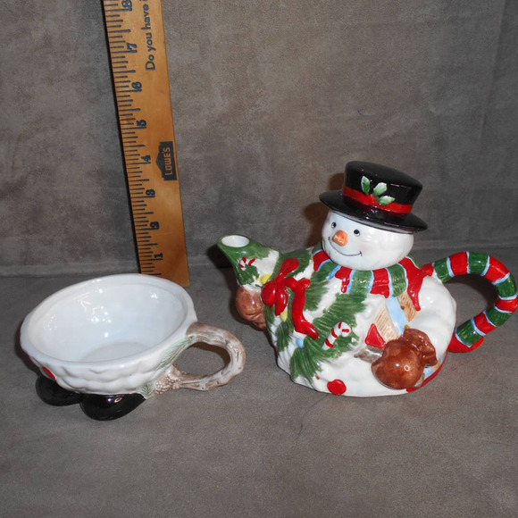 Chadwick-Miller Snowman Tea For One Ceramic Hand Painted 1997 Vintage #31663 - Picture 7 of 13